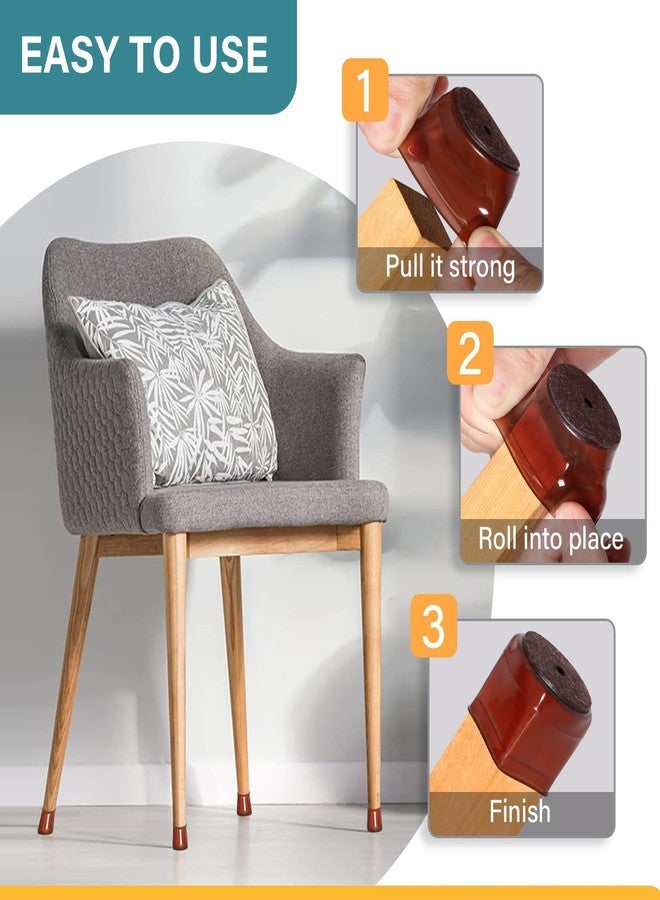 KESRINPLUS Chair Leg Floor Protectors (Pack of 24), Brown Silicone Felt Furniture Pads for Wood Floors, Noise & Scratch Resistant, Table & Stool Leg Covers (Fit 1.3'' to 2'') - Image 4